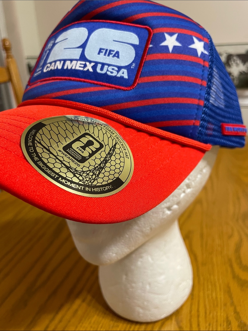 26 Can Mex USA Red & Blue Trucker Hat officially Licensed OS Adj
